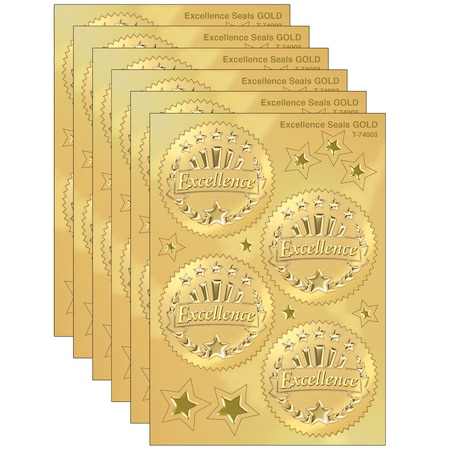 Trend Enterprises Excellence (Gold) Award Seals Stickers, 32 Per Pack, PK6 T74003